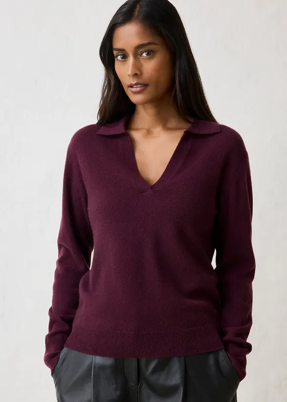 Pullover aus weichem Kaschmir-Mix mit Good Cashmere Standard® in rot von vorne (im Anschnitt) - bonprix Pullover aus weichem Kaschmir-Mix mit Good Cashmere Standard® in rot von vorne (im Anschnitt) - bonprix