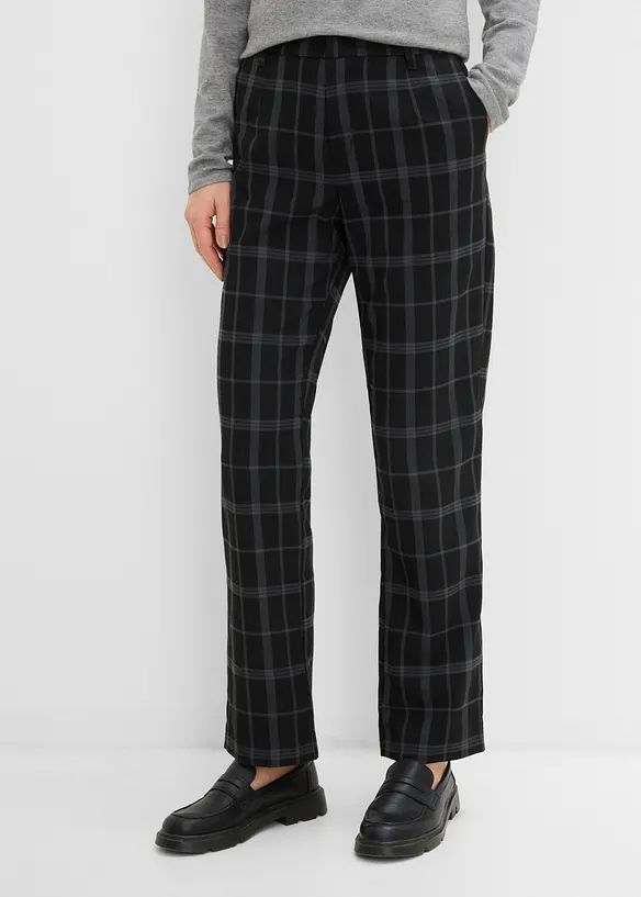 Karierte Chinohose in schwarz von vorne - bonprix
