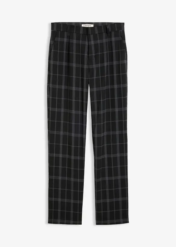 Karierte Chinohose in schwarz von vorne - bonprix