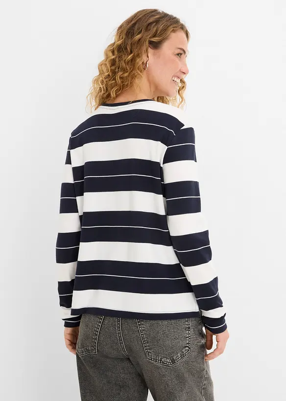 Langarmshirt aus schwerer Baumwolle in blau von hinten (im Anschnitt) - bonprix Langarmshirt aus schwerer Baumwolle in blau von hinten (im Anschnitt) - bonprix