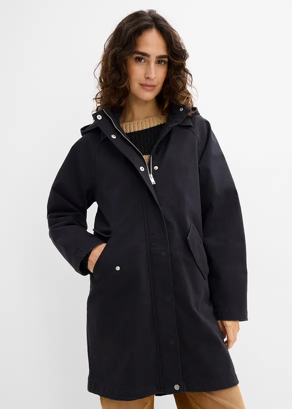 Wasserabweisender Parka in schwarz von vorne (im Anschnitt) - bonprix
