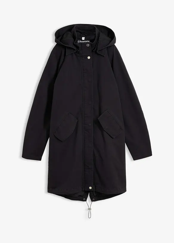 Wasserabweisender Parka in schwarz von vorne - bonprix
