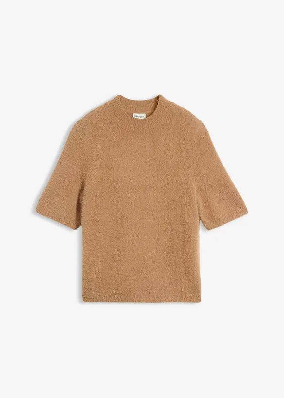 Federgarn-Pullover in braun von vorne - bonprix