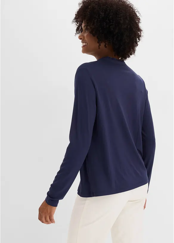 Shirt mit Stehkragen in blau von hinten (im Anschnitt) - bonprix