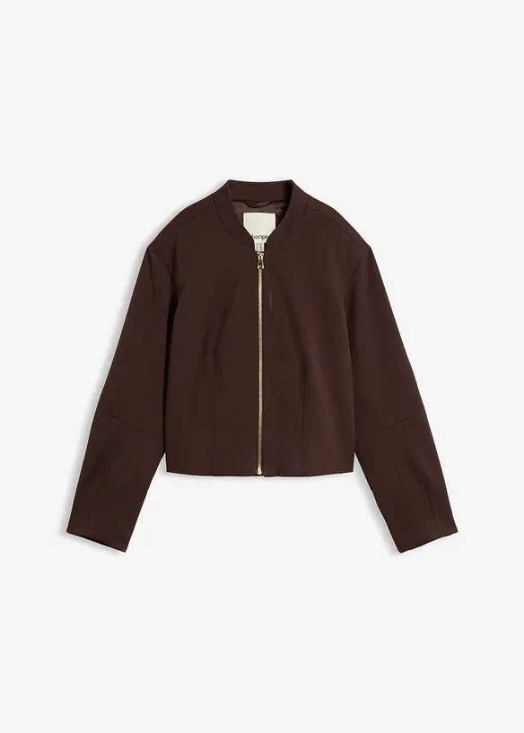 Blouson aus softem Viskose-Mix in braun von vorne - bonprix