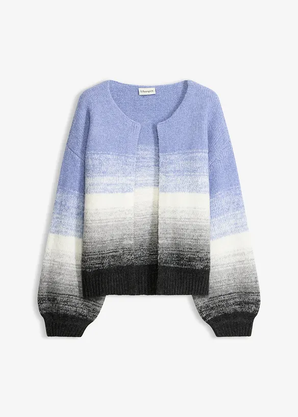 Grobstrickjacke aus weichem Woll-Mix in blau von vorne - bonprix
