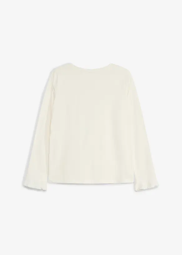 Langarmshirt aus elastischem Bio-Baumwoll-Mix in weiß von hinten - bonprix