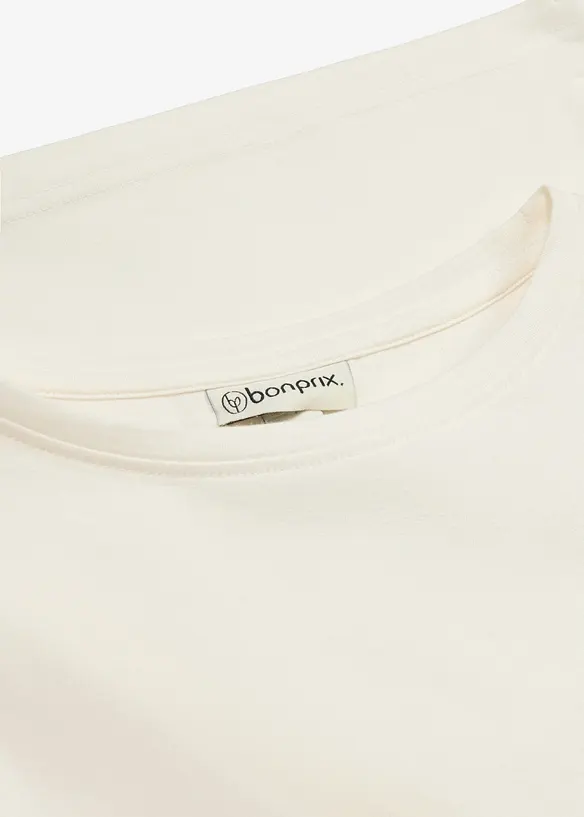 Langarmshirt aus elastischem Bio-Baumwoll-Mix in weiß - bonprix
