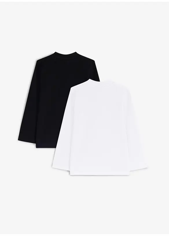 Langarmshirt aus elastischem Bio-Baumwoll-Mix (2er Pack) in weiß von hinten - bonprix