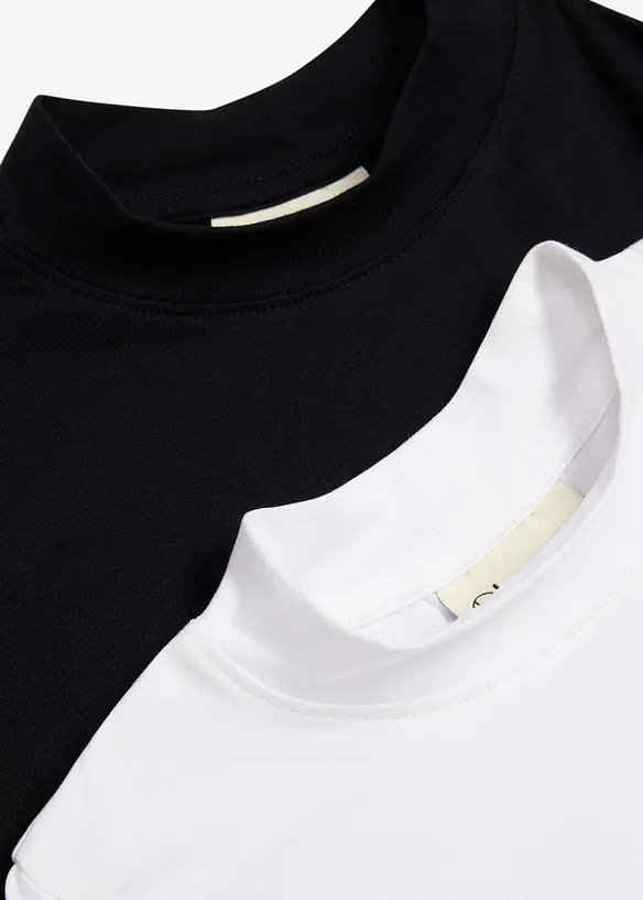 Langarmshirt aus elastischem Bio-Baumwoll-Mix (2er Pack) in weiß - bonprix