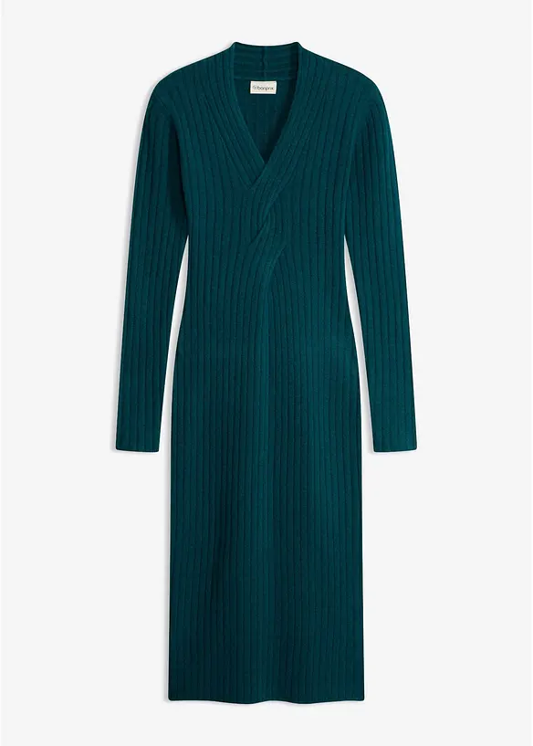 Strickkleid mit Wollanteil in petrol von vorne - bonprix Strickkleid mit Wollanteil in petrol von vorne - bonprix