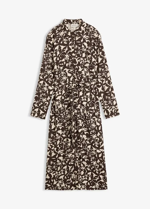 Hemdblusenkleid aus fließender Viskose in braun von vorne - bonprix Hemdblusenkleid aus fließender Viskose in braun von vorne - bonprix