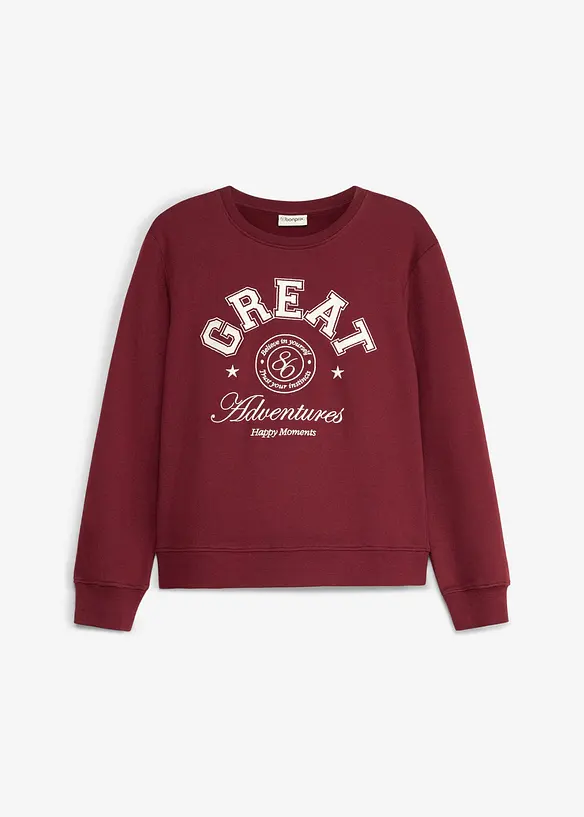 Sweatshirt aus reiner Bio-Baumwolle in rot von vorne - bonprix