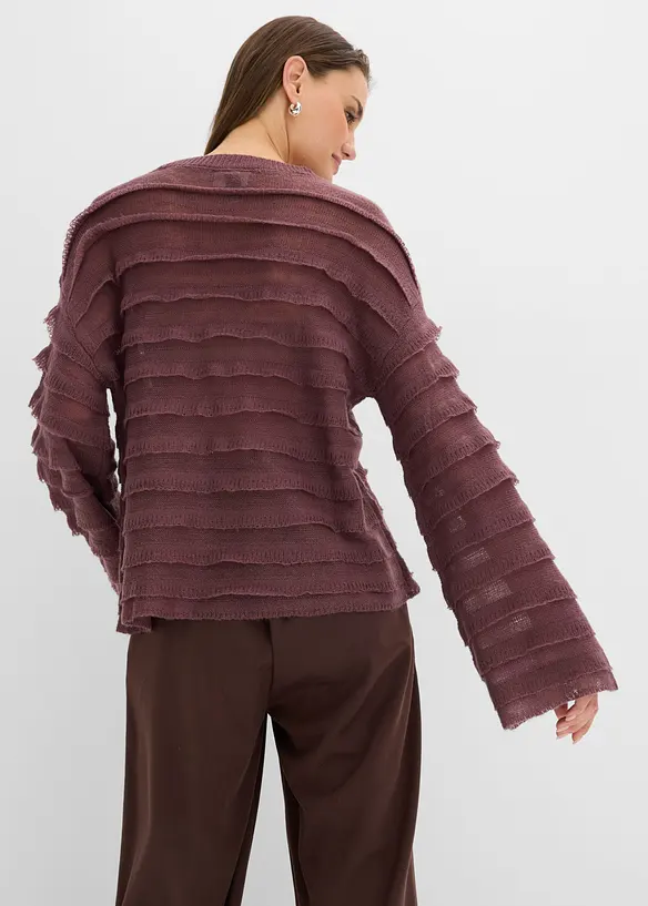 Oversize-Pullover, semi-transparent in lila von hinten (im Anschnitt) - bonprix