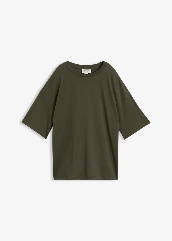 Lockeres T-Shirt aus Baumwoll-Mix in grün von vorne - bonprix
