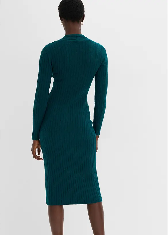 Strickkleid mit Wollanteil in petrol von hinten (Totalaufnahme) - bonprix Strickkleid mit Wollanteil in petrol von hinten (Totalaufnahme) - bonprix