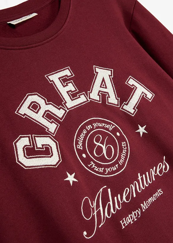 Sweatshirt aus reiner Bio-Baumwolle in rot - bonprix