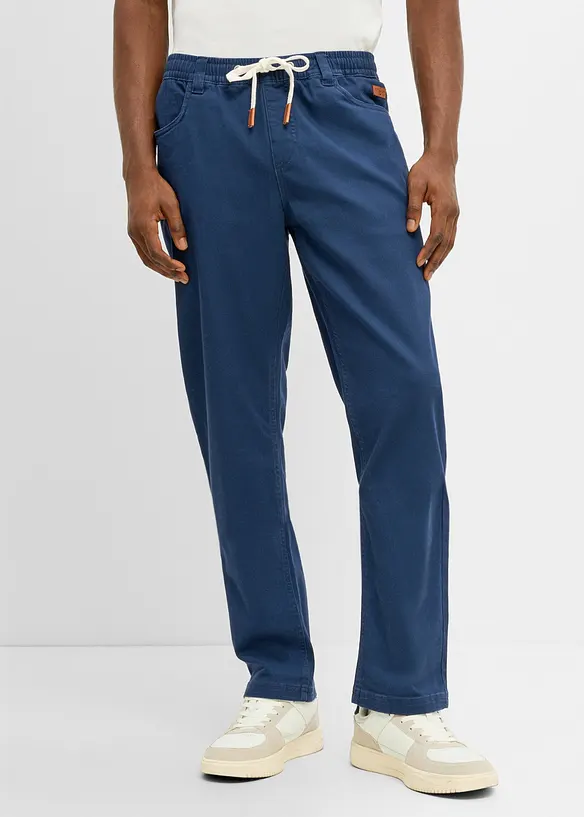 Regular Fit Stretch-Schlupfhose, Straight in blau von vorne - bonprix