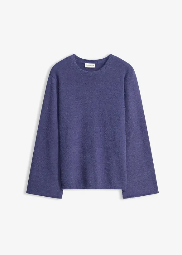 Softer Pullover mit weiten Ärmeln in blau von vorne - bonprix
