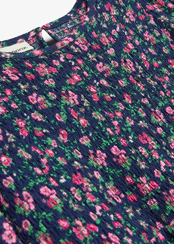 Jerseykleid aus strukturiertem Crinkle in blau - bonprix