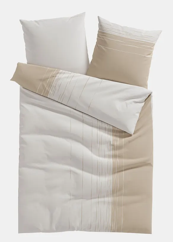 Baumwollmix-Bettwäsche in beige von vorne - bonprix