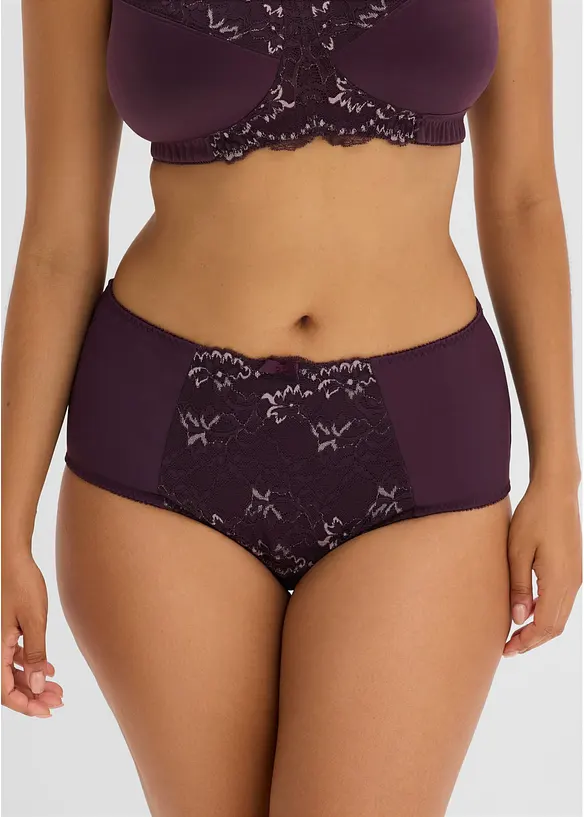 Maxislip mit zarter Spitze in lila von vorne - bonprix