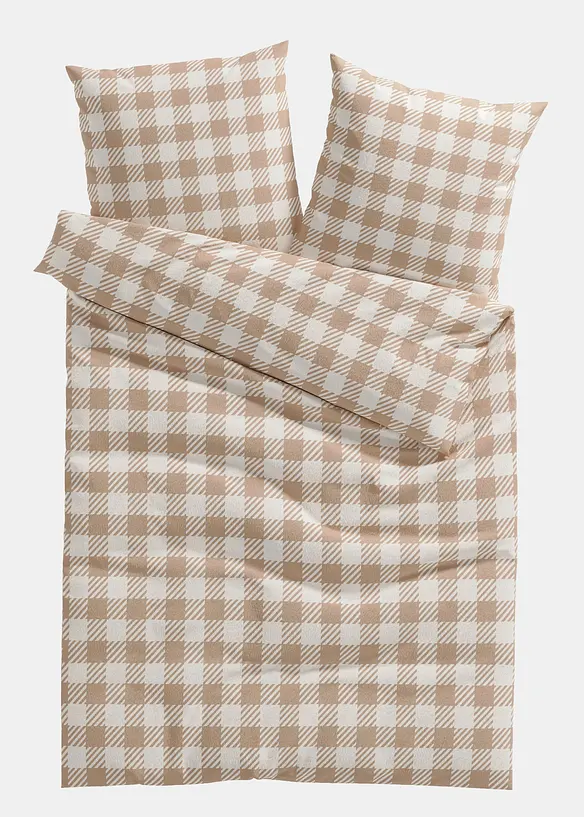 Biber-Bettwäsche in beige von vorne - bonprix