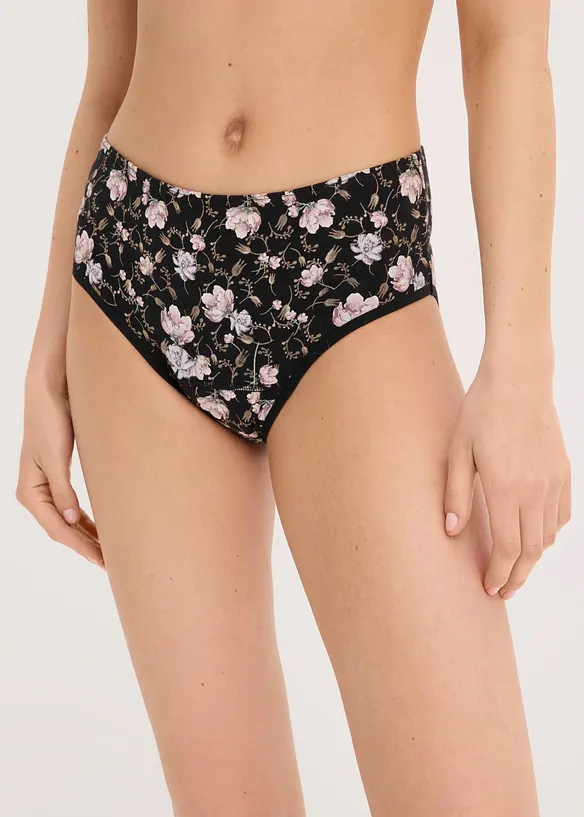 Perioden Maxislip mit mittlerer Saugstärke mit Bio-Baumwolle (2er Pack) in schwarz von vorne - bonprix
