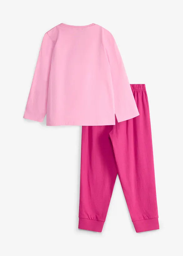 Pyjama aus reiner Bio-Baumwolle in rosa von hinten - bonprix