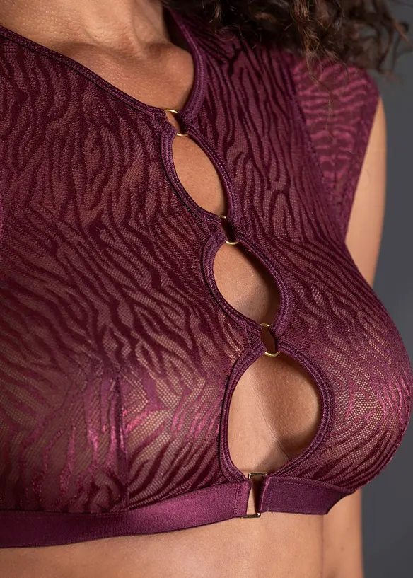 Bustier + Slip ouvert mit goldenen Accessoires (2-tlg.Set) in lila (Detailaufnahme) - bonprix