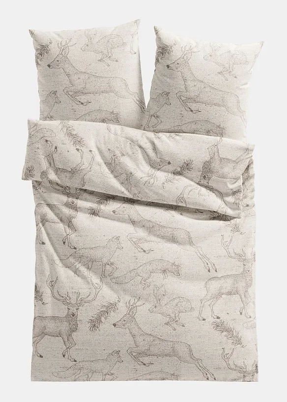 Biber-Bettwäsche in beige von vorne - bonprix
