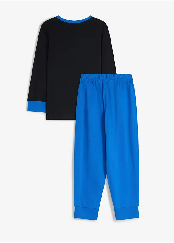 Pyjama aus reiner Bio-Baumwolle in schwarz von hinten - bonprix