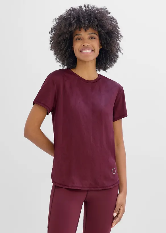 Schnelltrocknendes Sport-Shirt mit Struktur-Muster (2er Pack) in schwarz von vorne (im Anschnitt) - bonprix