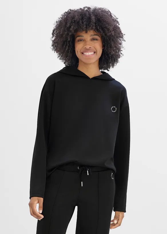 Oversized Sport-Hoodie, schnelltrocknend in schwarz von vorne (im Anschnitt) - bonprix