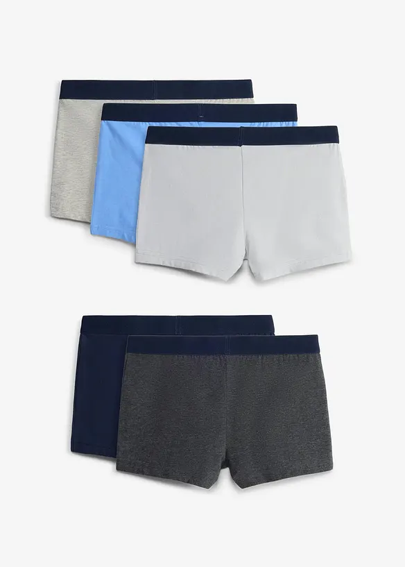 Boxershorts eng mit weicher Bio-Baumwolle (5er Pack) in blau von hinten - bonprix