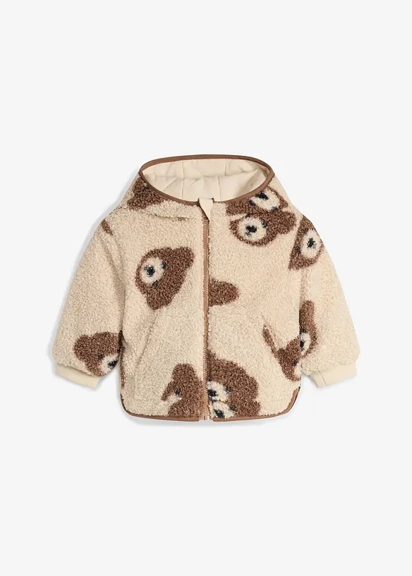 2-in-1 Baby Wendejacke mit kuscheligem Teddy-Fleece in beige von vorne - bonprix