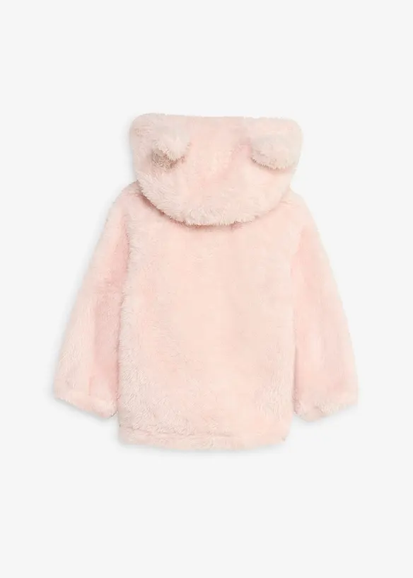 Baby- Jacke aus kuscheligem Teddy-Fleece in rosa von hinten - bonprix