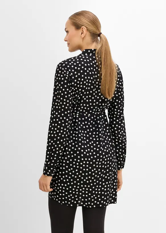 2-in-1 Umstands- und Stillblusenkleid aus fließender Viskose in schwarz von hinten (Totalaufnahme) - bonprix