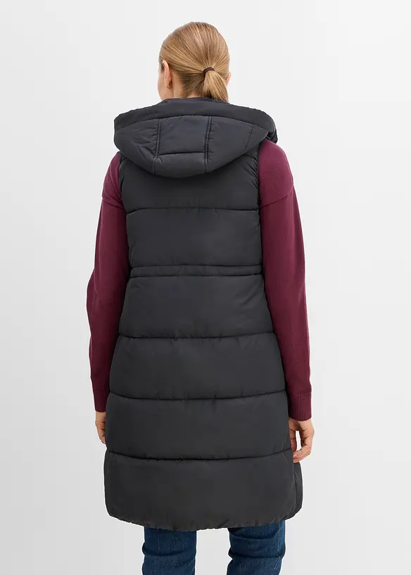 Lange 3-in-1 Umstandsweste mit Trageeinsatz (2-tlg Set) in schwarz von hinten (im Anschnitt) - bonprix