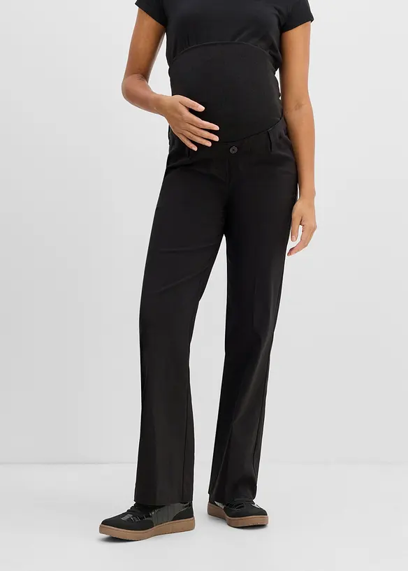 Bequeme Stretch- Umstandshose, Bootcut in schwarz von vorne - bonprix