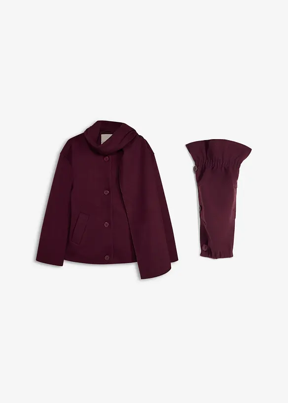 Kurzer Umstands- und Tragejacke mit abnehmbarem Schal (3-tlg. Set) in rot von vorne - bonprix