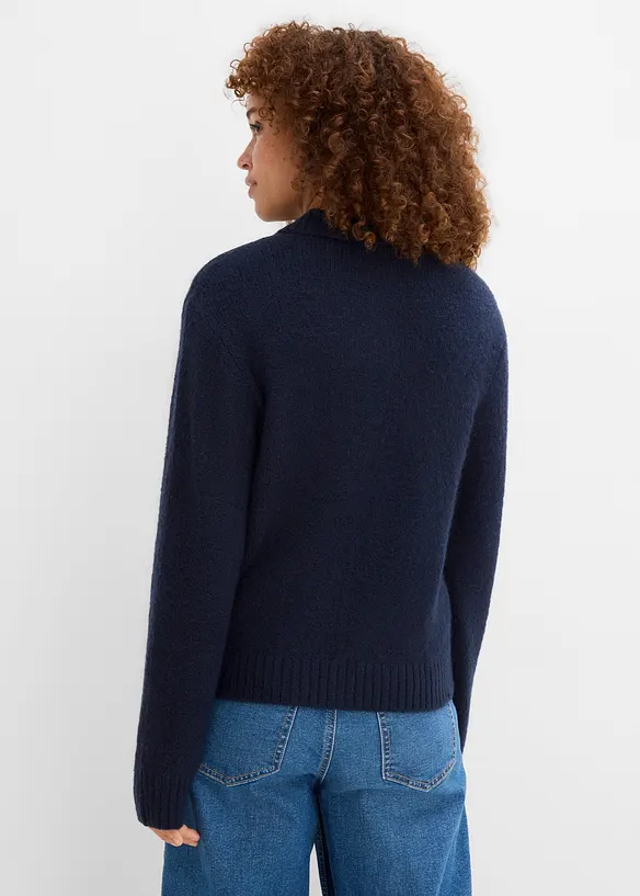 Strickjacke in blau von hinten (im Anschnitt) - bonprix