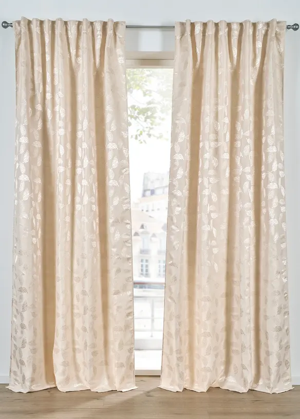 Jacquard Vorhang mit leichtem Glanz (1er Pack) in beige - bonprix