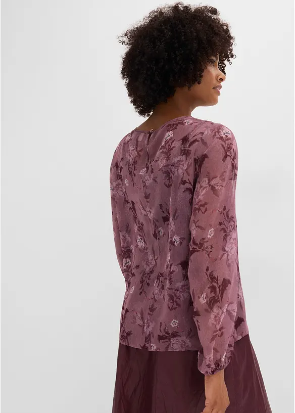 transparente Chiffon-Tunika in lila von hinten (im Anschnitt) - bonprix