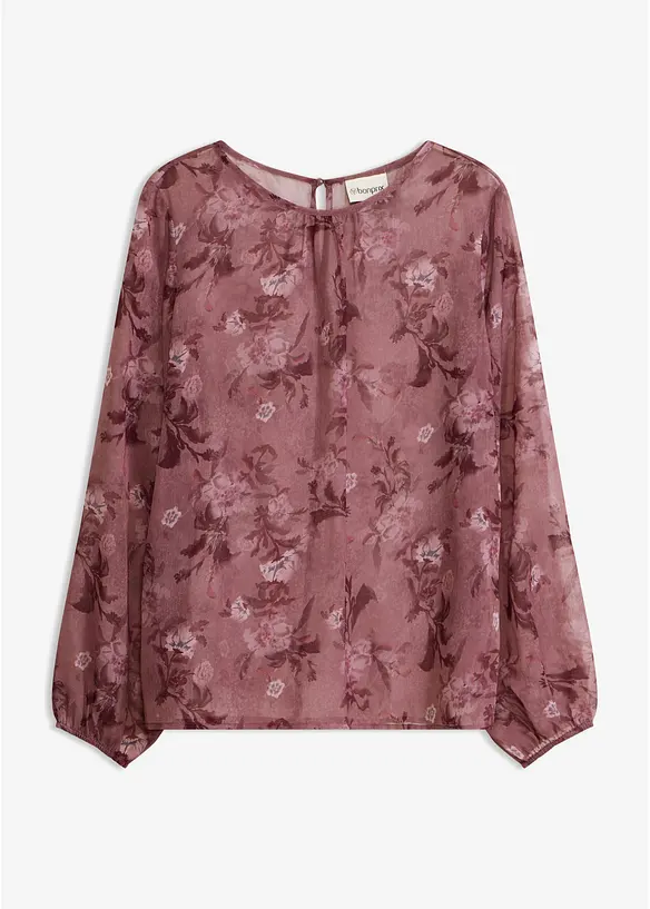 transparente Chiffon-Tunika in lila von vorne - bonprix