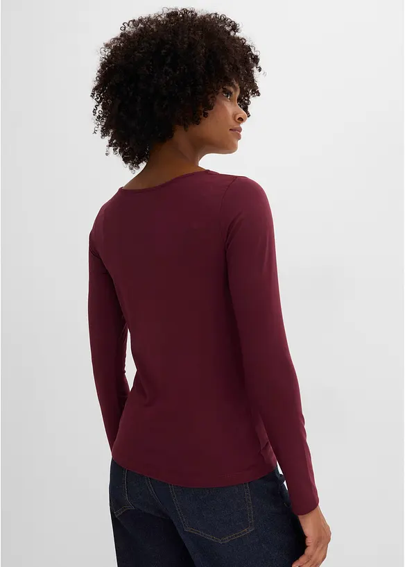 Shirt aus Single Jersey und Spitze im V-Ausschnitt in rot von hinten (im Anschnitt) - bonprix Shirt aus Single Jersey und Spitze im V-Ausschnitt in rot von hinten (im Anschnitt) - bonprix