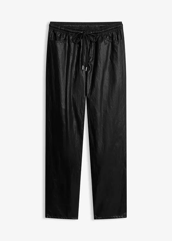 Lederimitat Schlupfhose mit Crash-Optik in schwarz von vorne - bonprix