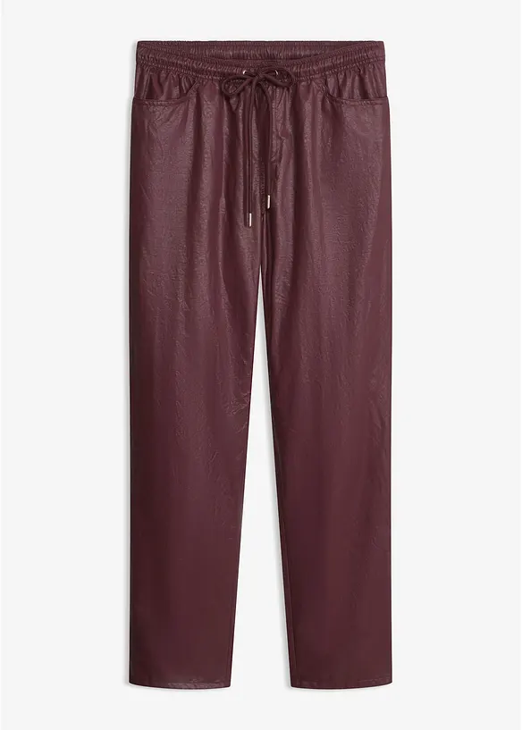 Lederimitat Schlupfhose mit Crash-Optik in rot von vorne - bonprix