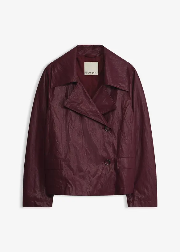 Lederimitat Jacke in Crash-Optik in rot von vorne - bonprix