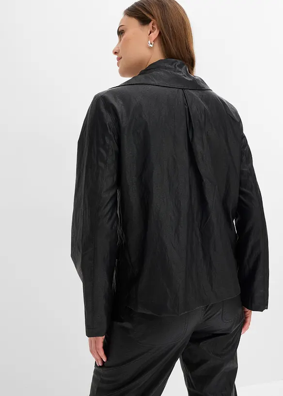 Lederimitat Jacke in Crash-Optik in schwarz von hinten (im Anschnitt) - bonprix